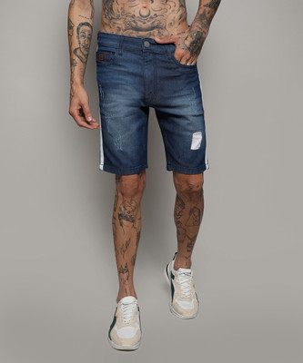 CAMPUS SUTRA Solid Men Denim Blue Denim Shorts