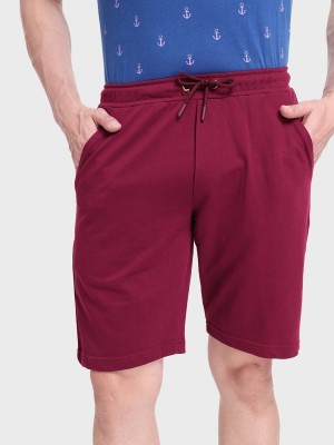 BEWAKOOF Solid Men Maroon Basic Shorts