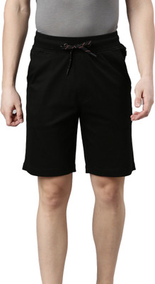 Faso Solid Men Black Bermuda Shorts
