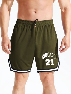 Culish Trend Printed Men Green Gym Shorts, Sports Shorts