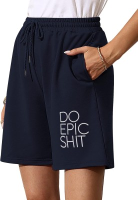 HOTFITS Solid Women Blue Regular Shorts, Casual Shorts, Night Shorts