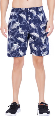 HOTFITS Printed Men Blue Basic Shorts