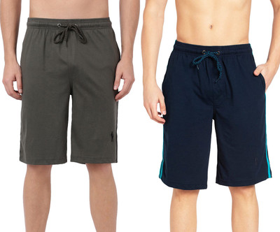 JOCKEY Solid Men Dark Green, Dark Blue Regular Shorts