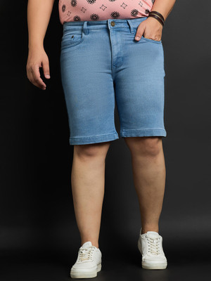 bigbanana Solid Men Denim Blue Denim Shorts