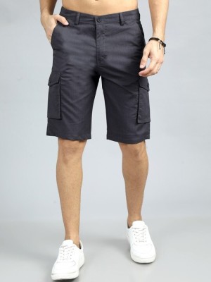 Bushirt Solid Men Grey Cargo Shorts