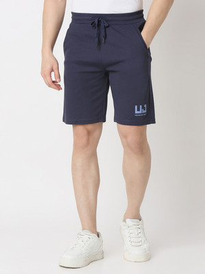 UnderJeans by Spykar Solid Men Blue Casual Shorts