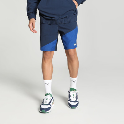 PUMA Color Block Men Blue Sports Shorts