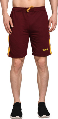 nomKLER Solid Men Maroon Sports Shorts