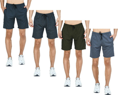 Indestar Solid, Self Design Men Multicolor Bermuda Shorts