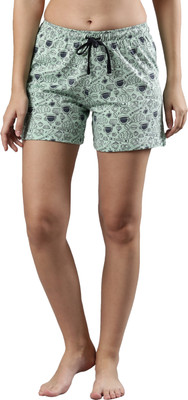 femmora Printed Women Green Basic Shorts