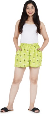 Vinita Fashion Printed Women Green Boxer Shorts