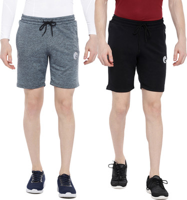 omtex Self Design Men Blue, Grey Sports Shorts