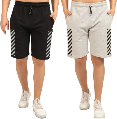 HOTFITS Solid, Striped Men Multicolor Basic Shorts