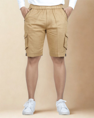 Ho Bindaass Solid Men Beige Cargo Shorts
