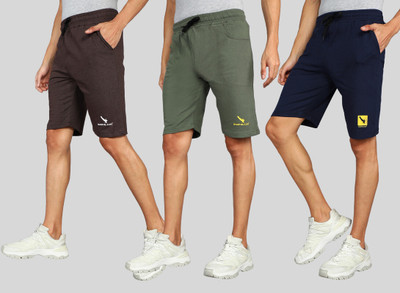 GYRFALCON Printed Men Brown, Green, Dark Blue Regular Shorts