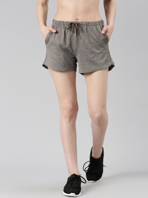 Enamor Solid Women Grey Gym Shorts