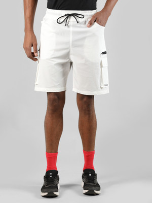 CHKOKKO Self Design Men White Sports Shorts