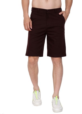 OXTRAP Solid Men Maroon Basic Shorts