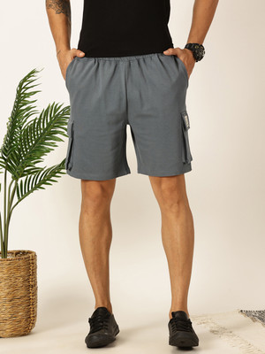 Thomas Scott Solid Men Grey Cargo Shorts