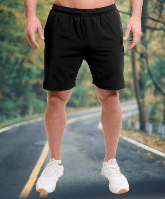 ELABOT Solid Men Black Running Shorts