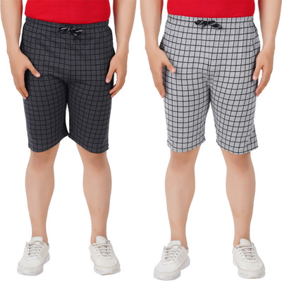JUST TRY FASHION Checkered Men Multicolor Bermuda Shorts