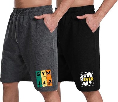 Peach Blossom Self Design Men Dark Grey Casual Shorts