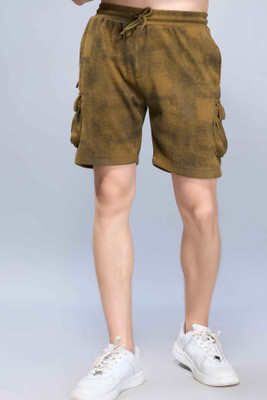 Maxzone Solid, Self Design Men Brown Regular Shorts