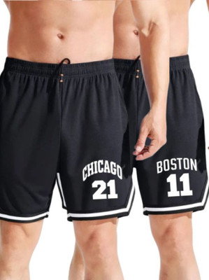 Culish Trend Printed Men Black Gym Shorts