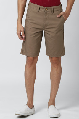 PETER ENGLAND Solid Men Khaki Regular Shorts