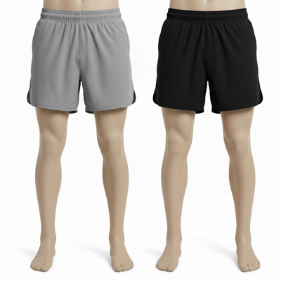 Red Pigeon Solid Men & Women Black, Dark Green Casual Shorts
