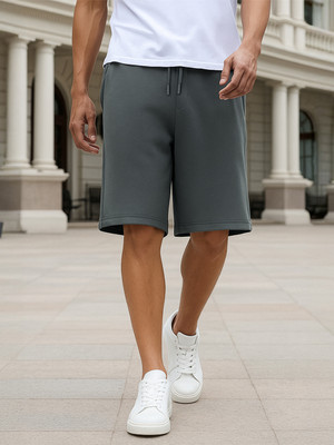 BEWAKOOF Solid Men Grey Casual Shorts