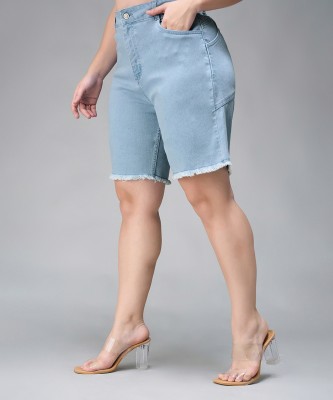 Miss Chase Solid Women Denim Blue Denim Shorts