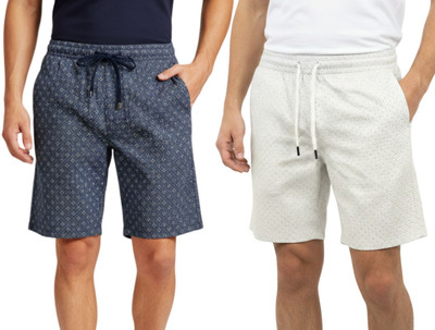 TCI Printed Men Blue, White Bermuda Shorts