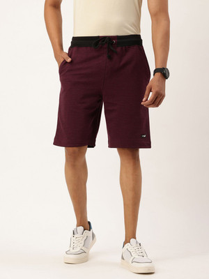 HouseOfCommon Solid Men Maroon Regular Shorts
