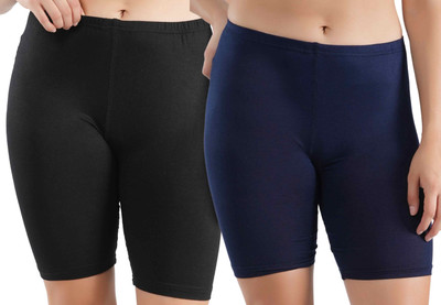 ORLIZEA Solid Women Black, Blue Cycling Shorts