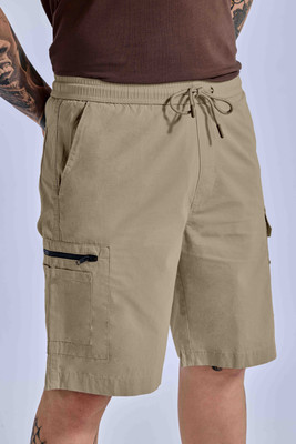 Tribe Solid Men Beige Casual Shorts