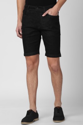 PETER ENGLAND Self Design Men Black Regular Shorts