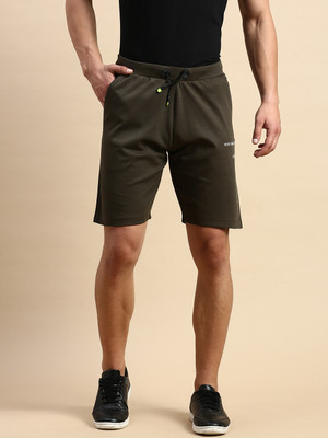 SHOWOFFFF Solid Men Dark Green Regular Shorts