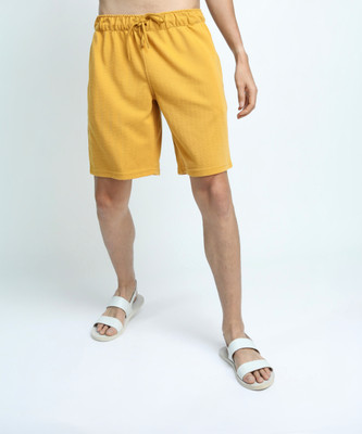 HIGHLANDER Solid Men Yellow Casual Shorts
