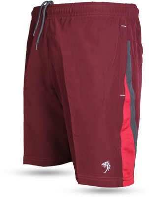 Snaga Solid Men Maroon Regular Shorts