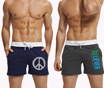 HOTFITS Self Design Men Multicolor Basic Shorts