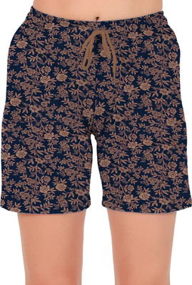 Lyra Floral Print Women Brown Night Shorts