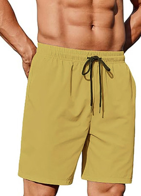 Arsh Fashion Solid Men Khaki Regular Shorts