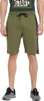 abof by Aditya Birla Printed Men Green Regular Shorts