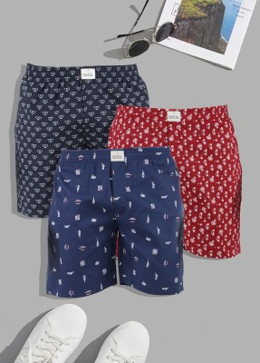 SUPERSQUAD Printed Men Black, Maroon, Dark Blue Casual Shorts