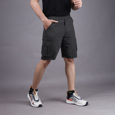 RAXAENTERPRISE Solid Men Black Cargo Shorts, Casual Shorts