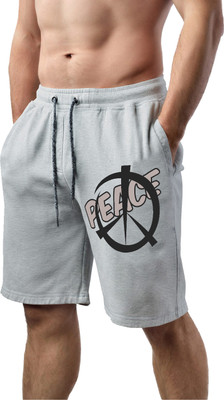 HOTFITS Printed Men Grey Basic Shorts