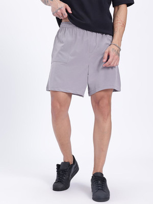 Glitchez Solid Men Grey Regular Shorts