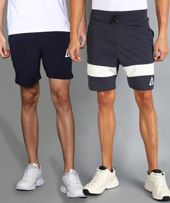Adrenex Color Block Men Dark Grey, Blue Basic Shorts