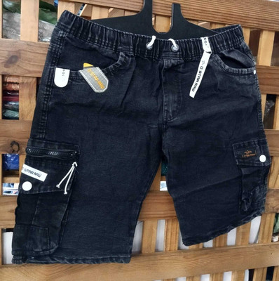 Joshua jenny Solid Men Denim Black Casual Shorts, Cargo Shorts, Regular Shorts, Night Shorts